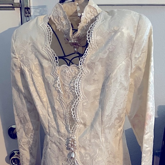 Jessica McClintock Bridal Satin CACHET Holiday Victorian Dress Suit Sz 10 Women - Picture 11 of 12